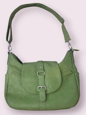 Kelly Moore B-Hobo Camera Bag Grassy Green Purple Interior Crossbody Excellent